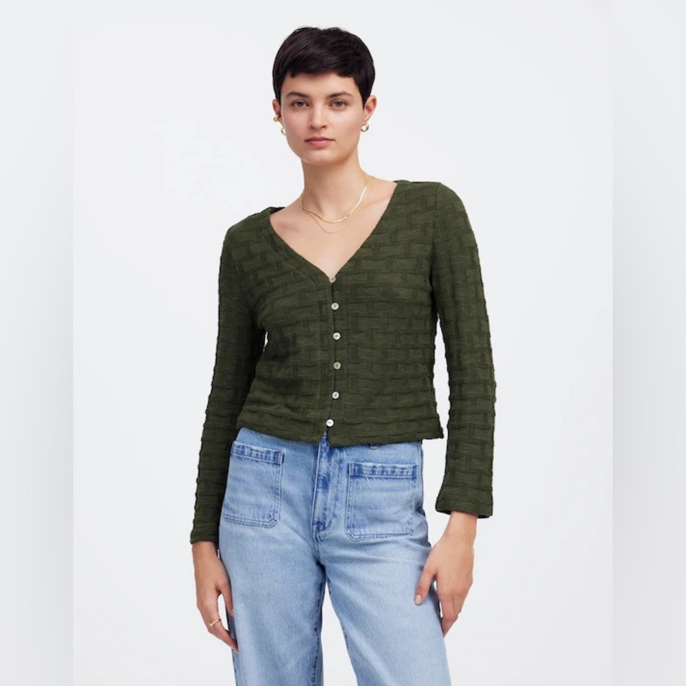 Madewell Basket-Weave Stitch Long-Sleeve Sweater Tee